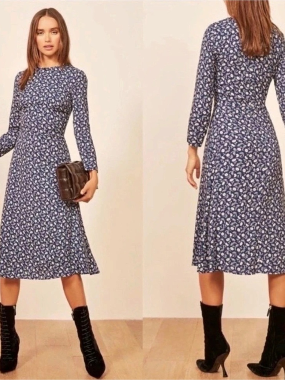 Reformation Moon Midi Dress in Monterey Blue Floral size 4